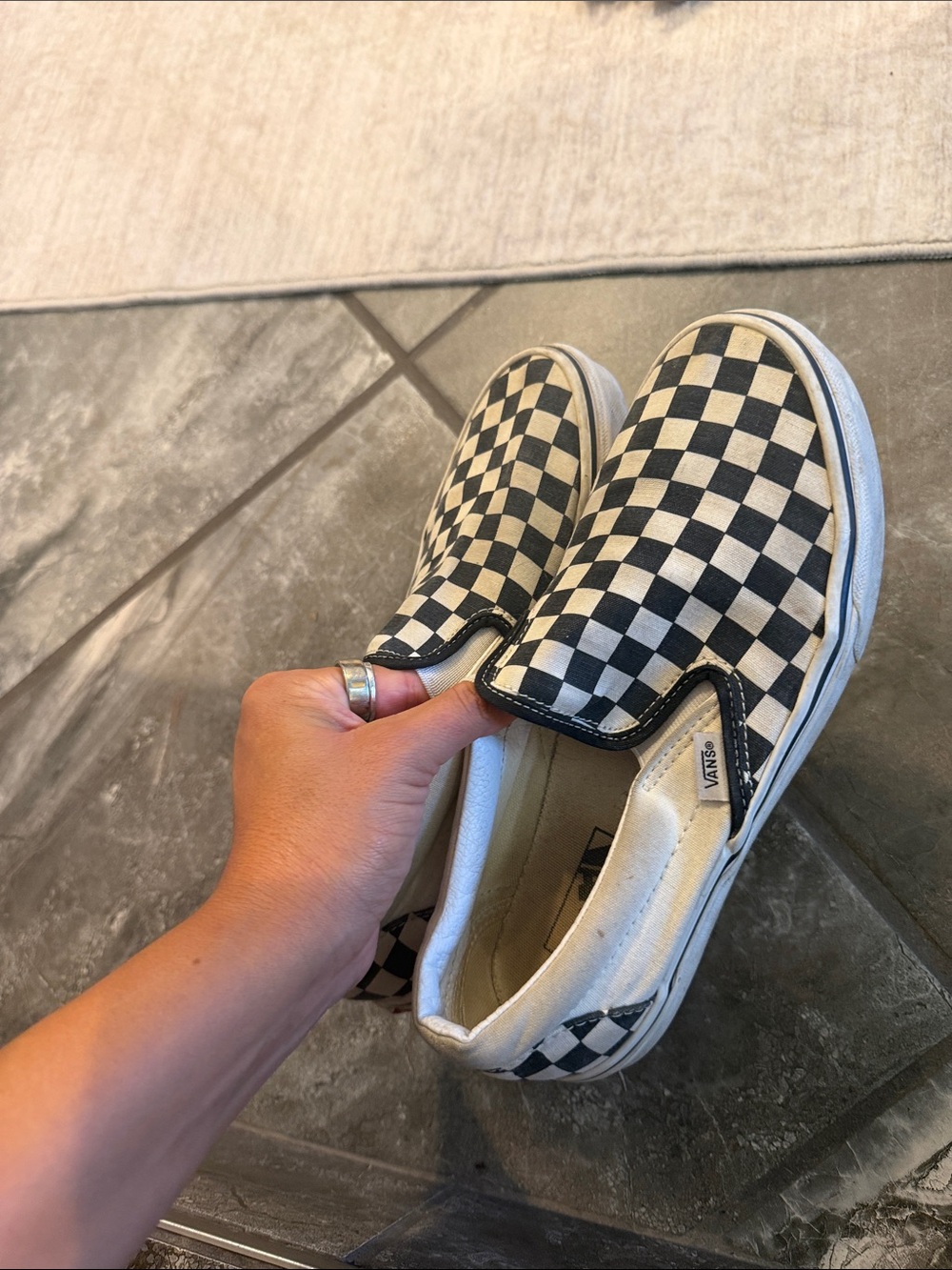 Vans Slip-On Checkerboard Sneakers - Black & White